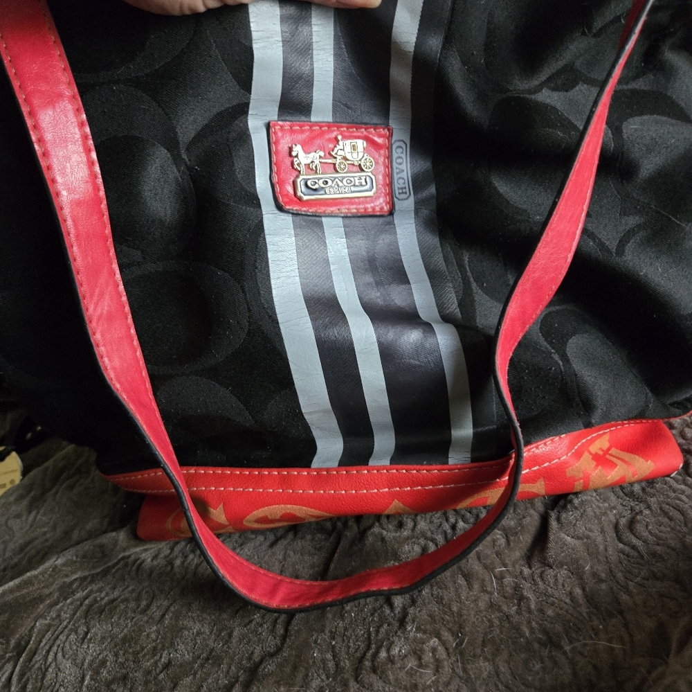 Coach Black and Red Tote Bag